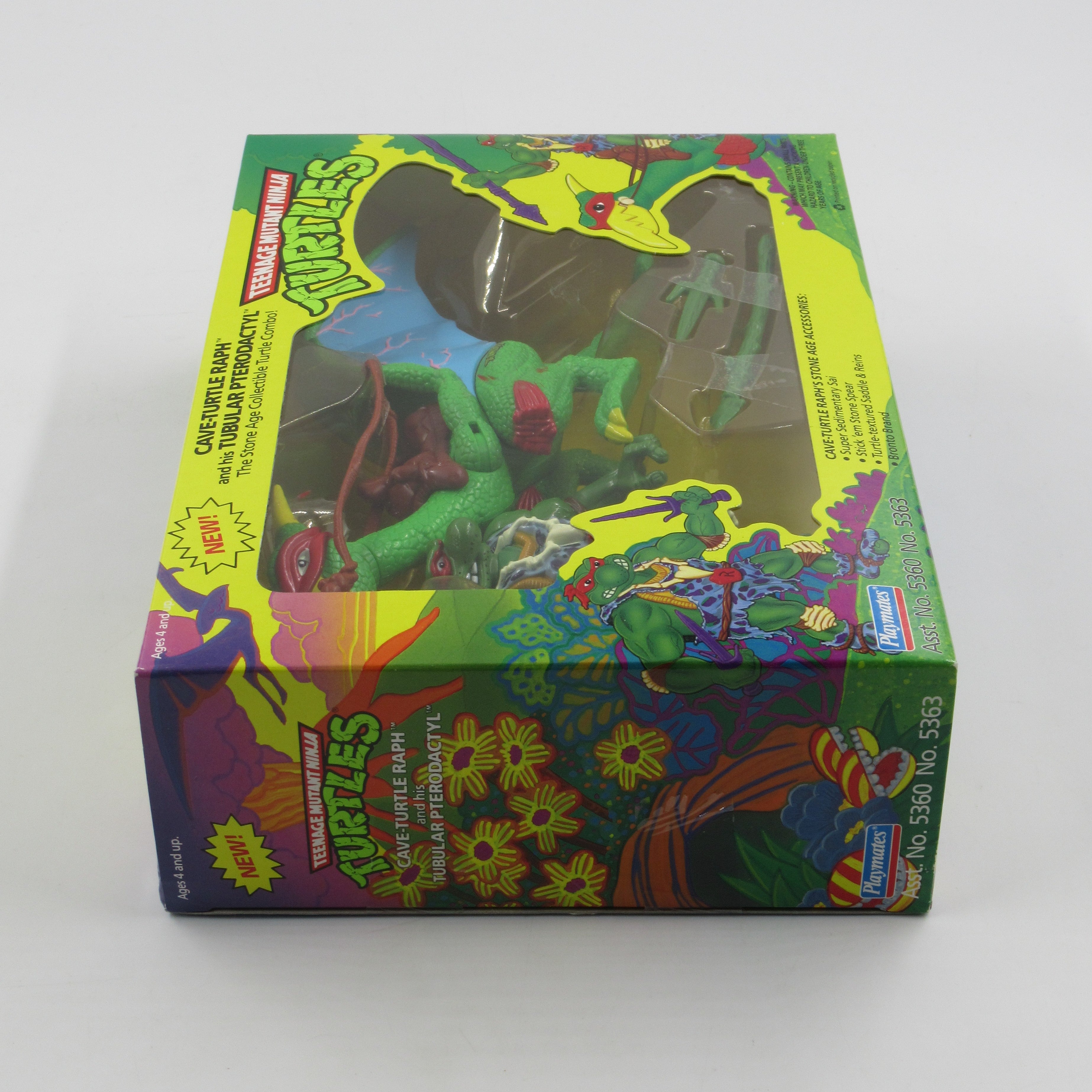Teenage Mutant Ninja Turtles Cave-Turtle Raph and His Tubular Pterodactyl 4" Figure TMNTs - Playmates (1993)